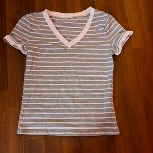 Womens v neck striped shirt